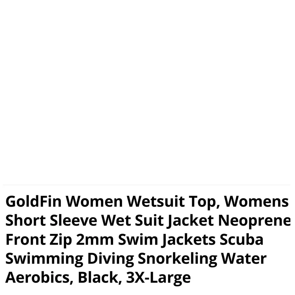 GoldFin Wetsuit Top Mens XXXL Black Excellent Short Sleeve Full Zip‎ Neoprene